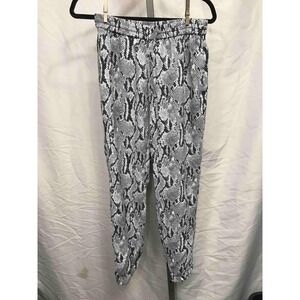 Express Women Snake Print Jogger Pants Black Gray Elastic Waist Casual Lounge